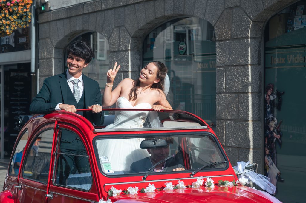 Mariage arrivée des mariés à Lannion